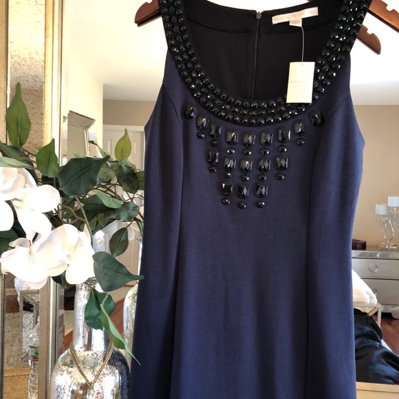 Women's navy blue dress with collar beading❤️ - Picture 1 of 4